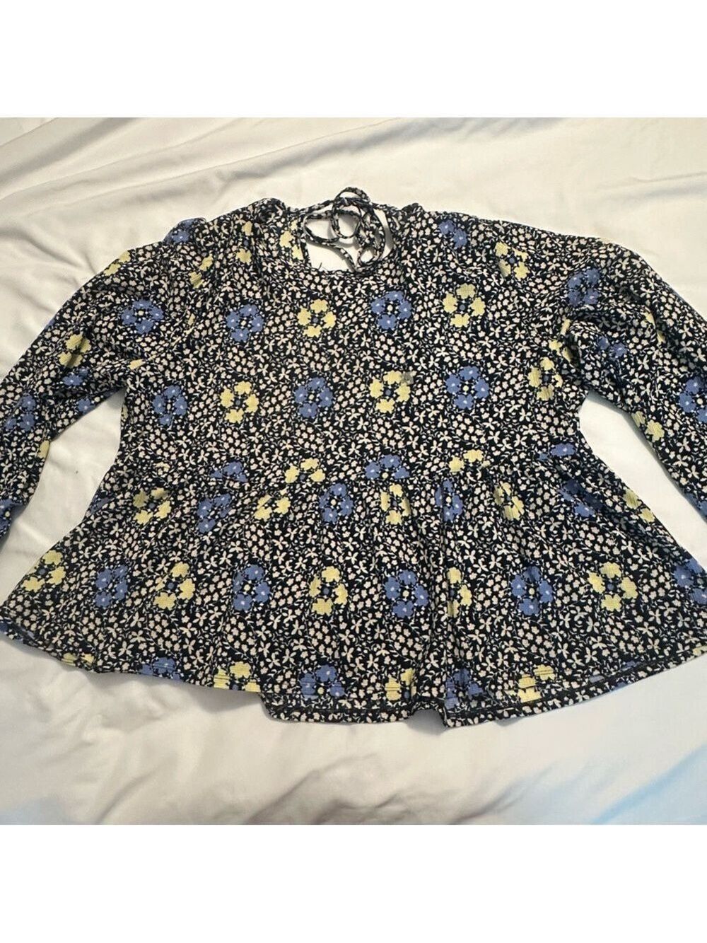LOFT Blue and Yellow Floral Blouse